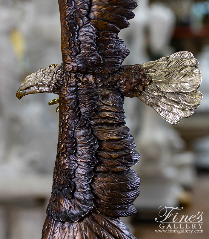 Bronze Statues  - Soaring Eagle Bronze Statue With Marble Plynth - BS-1699